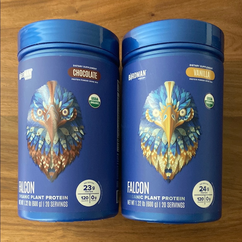 Birdman Falcon Organic Plant Protein - Chocolate & Vanilla (Blue Containers)